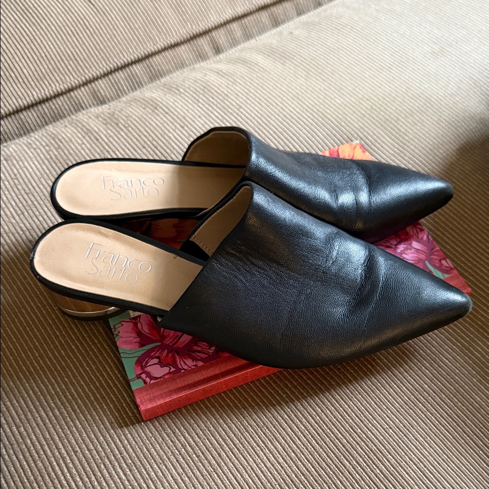 Franco Sarto Black Leather Mules
